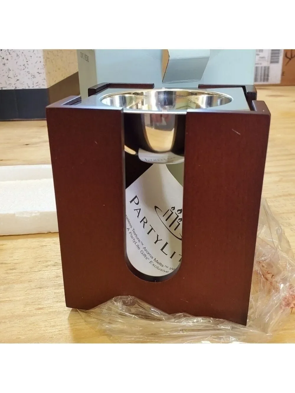 New Partylite P8036 Timeless Texture Aroma Melts Warmer wood & metal